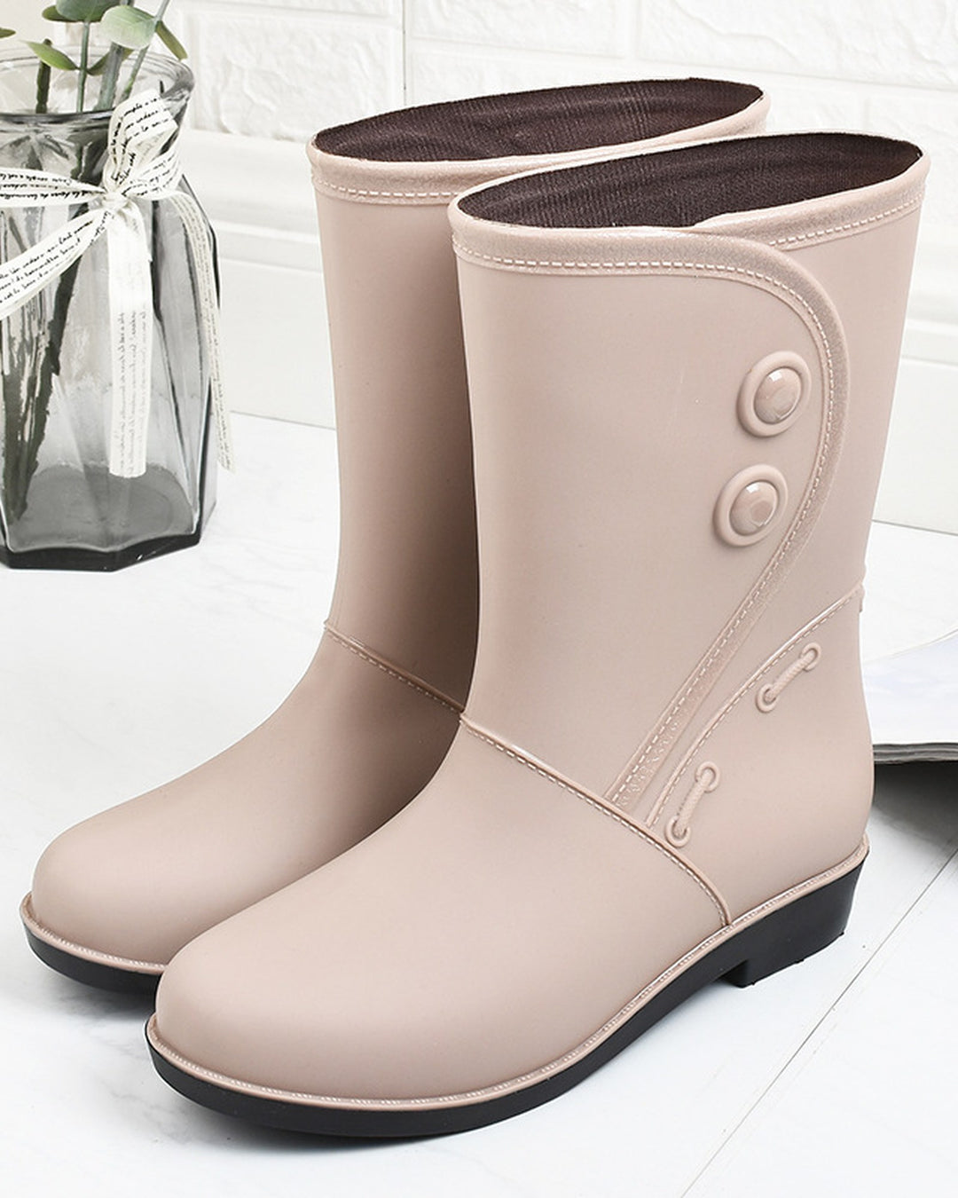 Gummistövlar dam i beige