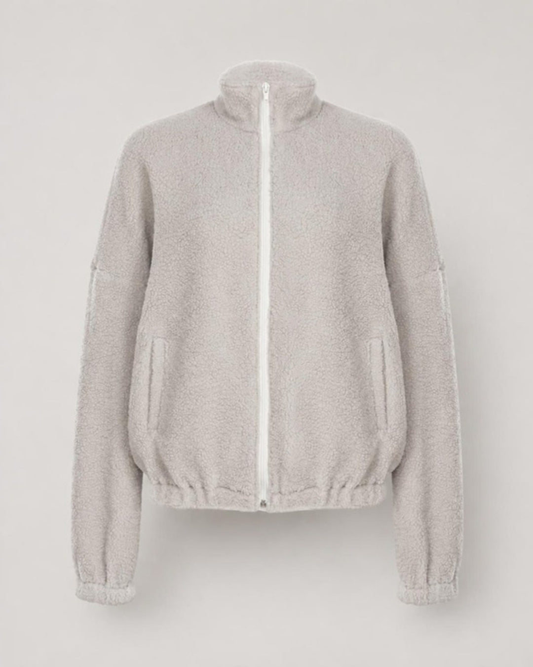 Oversize fleecejacka dam i ljusgrå, produktbild