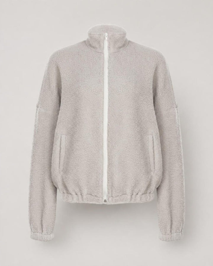 Oversize fleecejacka dam i ljusgrå, produktbild